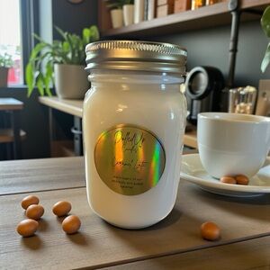 Caramel Latte 16oz Mason Jar Candle | Handmade Soy Candle | Sweet Coffee Scent